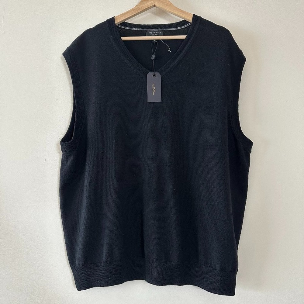 NWT Rag & Bone Men's Huxley Cashmere V-neck Sweater Black